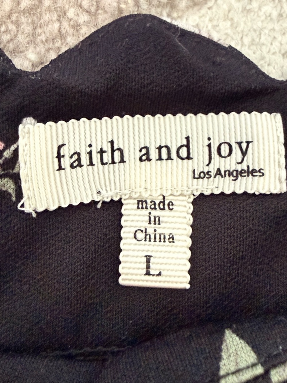 Faith and Joy Black Label Top with Subtle Pink Floral Detail - Picture 3 of 7